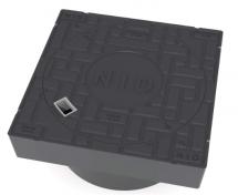 NID 425 mm karm/dæksel m/lås, firkantet, fast, 40 t, komposit