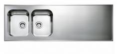 Intra AH16-KV stålbordplade køkkenvask - Vendbar - Dobbelt - 160 cm