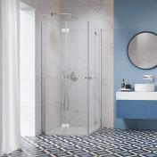 Str�mberg Noma 110 bruseniche m/folded�re - 80x80 cm - Klar glas/krom