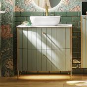 Dansani Luna Vintage 80 mbelst m/Stadium vask og riller - Natur eg/valgfri farve