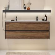 Dansani Luna Urban 120 mbelst m/Kantate dobbeltvask og skuffer - Brun eg/sort ramme