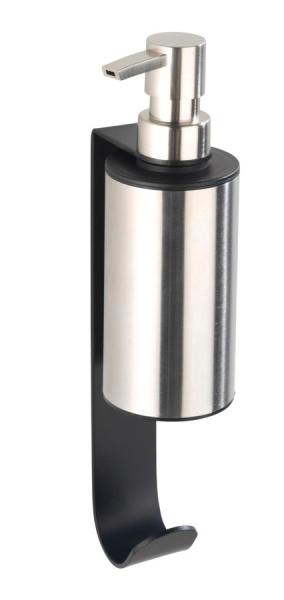 Wenko Telde sæbedispenser m/krog - Rustfri stål/sort - Skruefri Wenko Telde sæbedispenser m/krog - Rustfri stål/sort - Skruefri