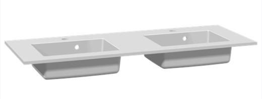 Dansani Minore 120 dobbelt møbelvask 120 - Uden hanehul - Hvid mat