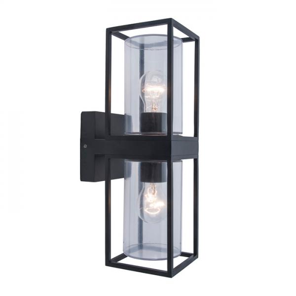 Lutec Tradition Flair dobbelt udendørslampe til væg - Mat sort