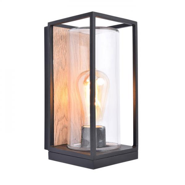 Lutec Tradition Flair udendørslampe til væg - Trælook/Sort