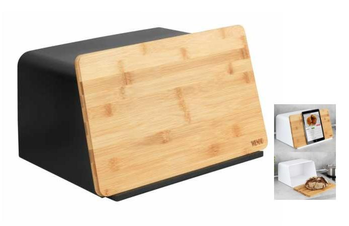Wenko Kubo brødkasse m/tabletholder - Bambus/sort Wenko Kubo brødkasse m/tabletholder - Bambus/sort