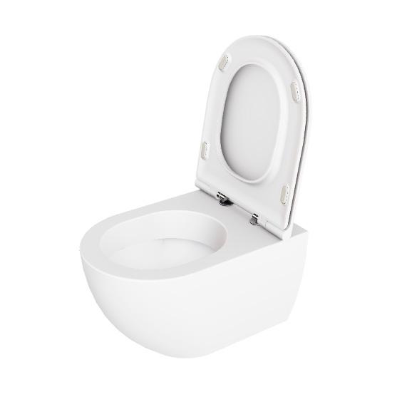 Lavabo Comoda rimless v&aelig;gh&aelig;ngt toilet inkl. EasyClean og s&aelig;de m/soft-close og quick release - Hvid