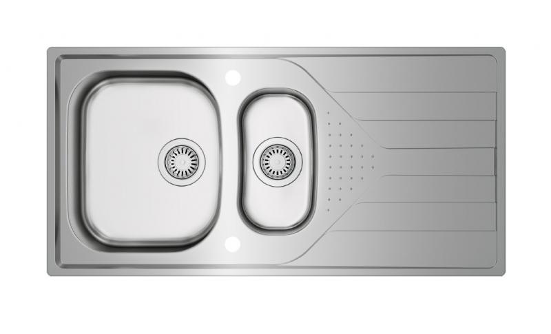 Intra UNI150D køkkenvask m/afløbsbakke og skylleskål - Nedfældning Intra UNI150D køkkenvask m/afløbsbakke og skylleskål - Nedfældning