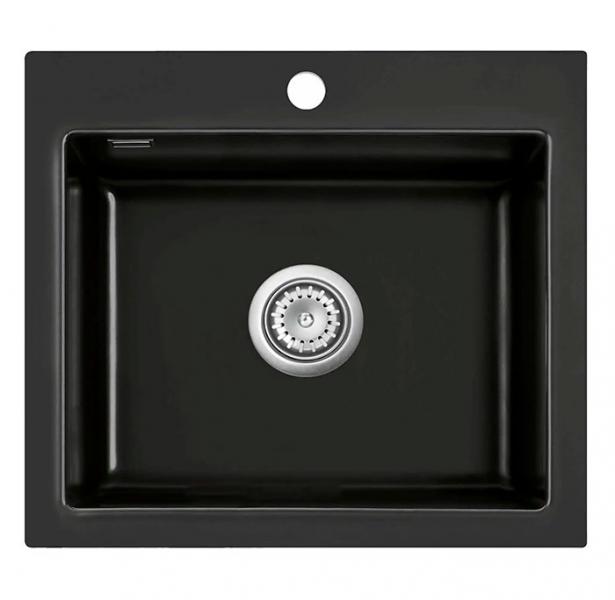 Lavabo Mera 57 køkkenvask i porcelæn - Mat sort/krom afløb Lavabo Mera 57 køkkenvask i porcelæn - Mat sort/krom afløb