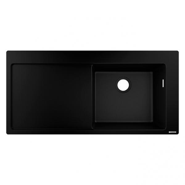 hansgrohe S514-F450 køkkenvask m/afløbsbakke - Vask til højre - Graphite black