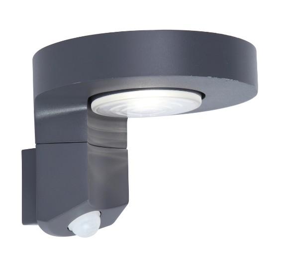 Lutec Diso Solar udendørs væglampe m/solceller og sensor - Grå Lutec Diso Solar udendørs væglampe m/solceller og sensor - Grå