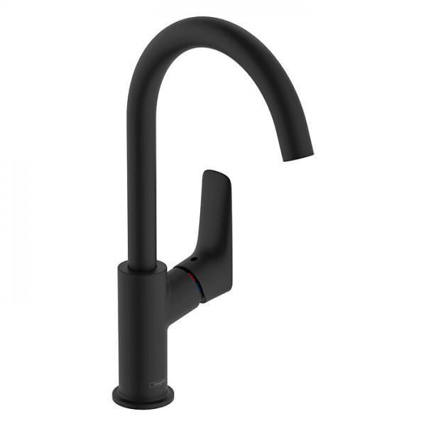 Hansgrohe Logis 210 håndvaskarmatur m/svingtud og bundventil - Mat sort