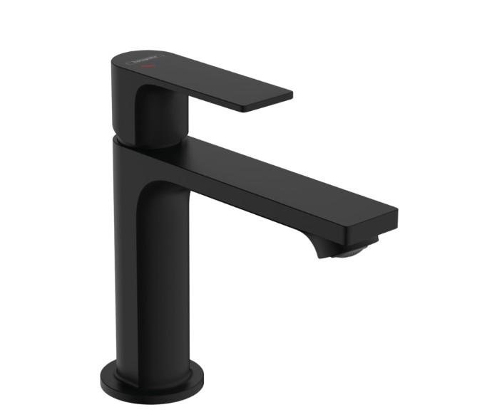 hansgrohe Rebris E 110 håndvaskarmatur m/Coolstart og løft-op bundventil - Mat sort