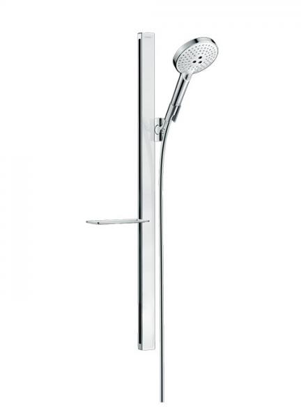 hansgrohe Raindance Select S Brusersæt 120 3jet m/bruserstang 90 cm og sæbeskål - Hvid/krom