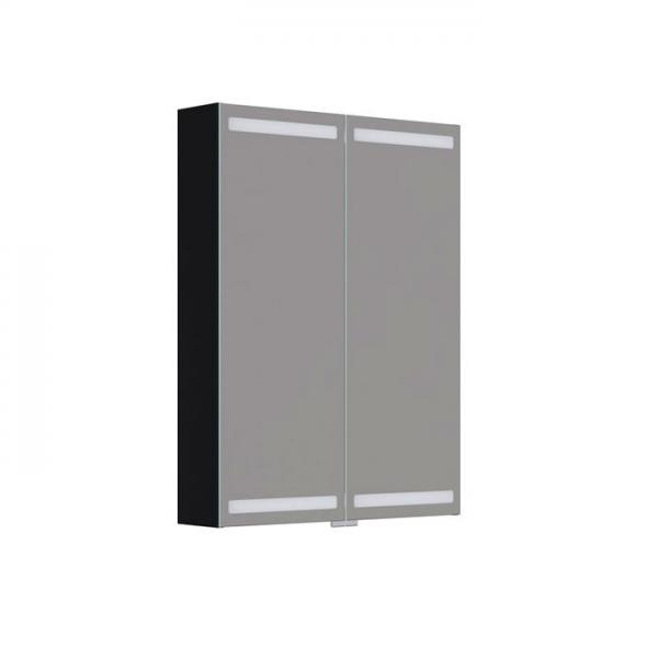 Dansani Level spejlskab 60 m/lys, lysstyring og tr&aelig;bakker - Sort eg