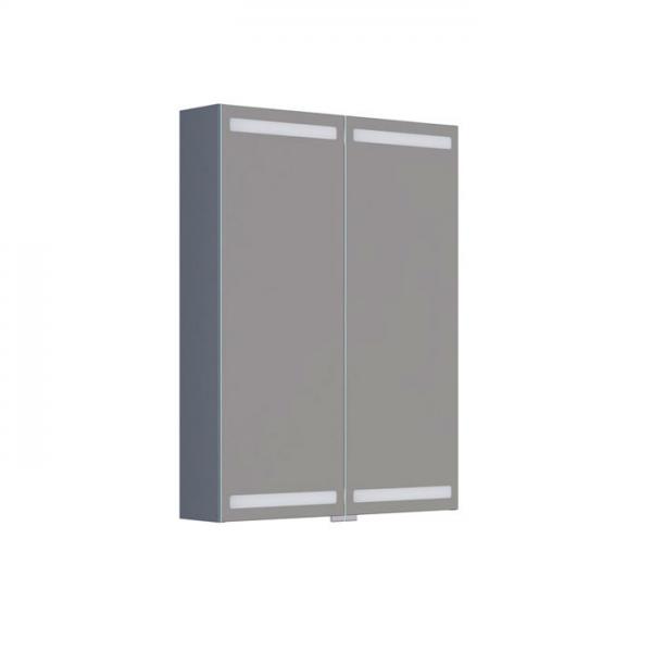 Dansani Level spejlskab 60 m/lys, lysstyring og tr&aelig;bakker - Gr&aring; mat