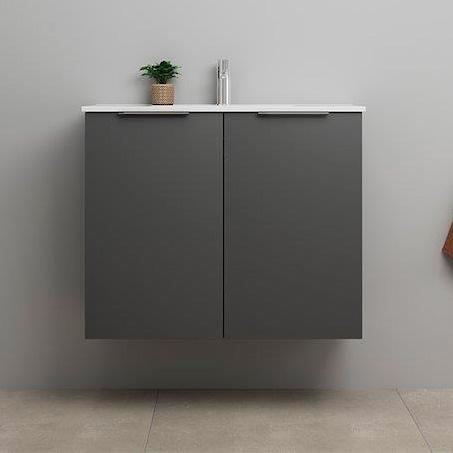 Sanibell Online 80 komplet mini badeværelsesmøbel - Flatpack - Mat grå Sanibell Online 80 komplet mini badeværelsesmøbel - Flatpack - Mat grå