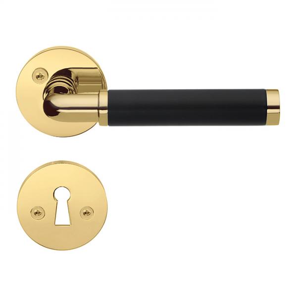 Beslagsboden Design indendørs dørhåndtag inkl. nøgleskilt - Messing/sort Beslagsboden Design indendørs dørhåndtag inkl. nøgleskilt - Messing/sort