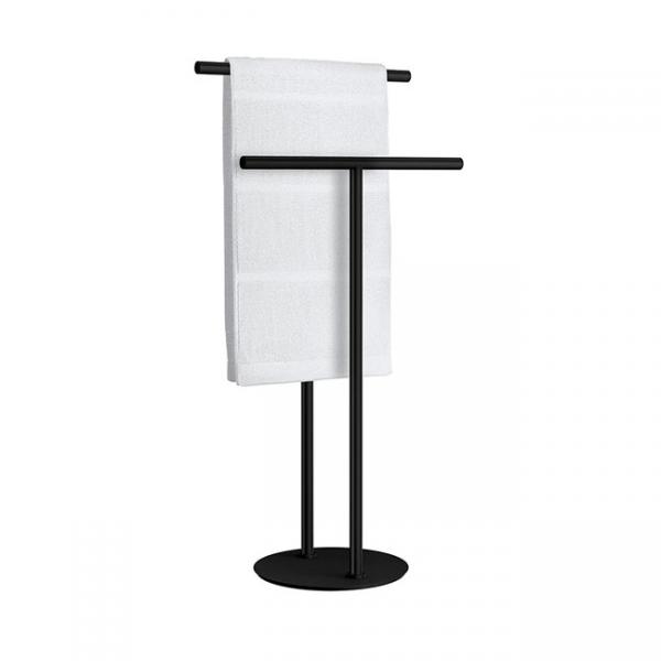 Smedbo Outline dobbelt h&aring;ndkl&aelig;deholder til gulvplacering - Mat sort