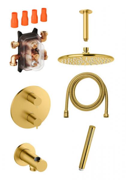 Damixa Silhouet komplet brusesystem til indbygning/loft - Børstet messing Damixa Silhouet komplet brusesystem til indbygning/loft - Børstet messing