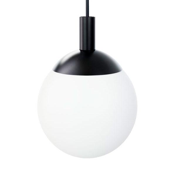 Cassøe Luna pendel m/hvidt glas - Mat sort