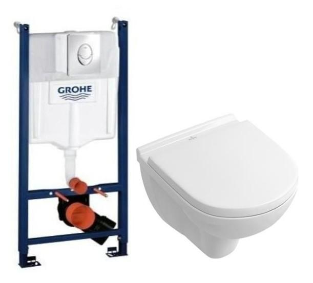 V&B O.novo Compact toiletpakke inkl. cisterne, krom betjeningsplade og s&aelig;de m/ soft-close