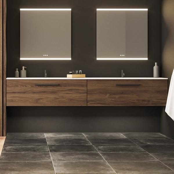 Dansani Luna Urban 240 møbelsæt m/Minore dobbeltvask og skuffer - Brun eg