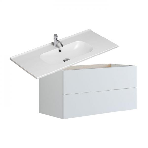 Dansani Luna Urban 100 møbelsæt m/Kantate vask og skuffer - Hvid mat Dansani Luna Urban 100 møbelsæt m/Kantate vask og skuffer - Hvid mat