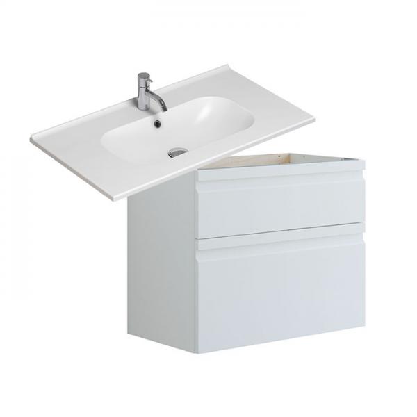 Dansani Luna Urban 80 møbelsæt m/Kantate vask og integrerede greb - Høj - Hvid mat