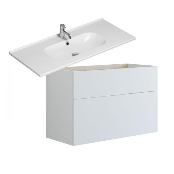 Dansani Luna Urban 100 møbelsæt m/Kantate vask og skuffer - Høj - Hvid mat