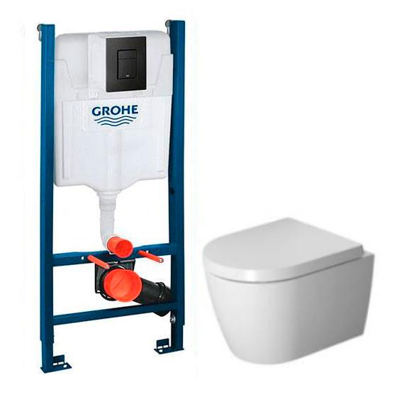 Duravit Me by Starck Compact toiletpakke inkl. sæde m/softclose, Wondergliss, cisterne og sort betjening