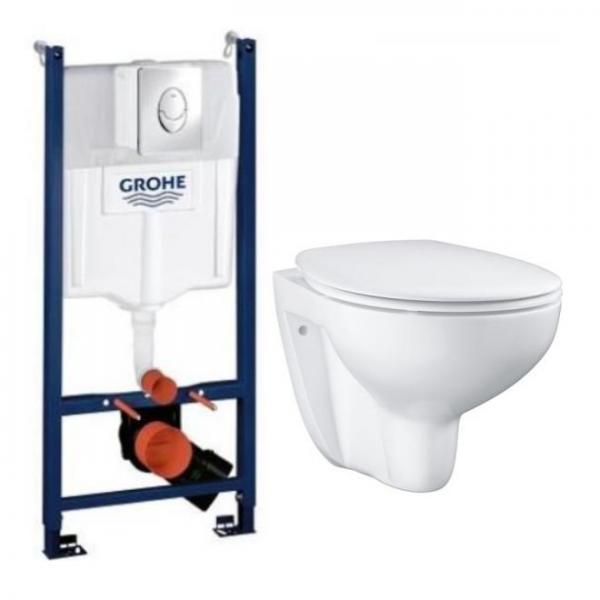 Grohe Bau Rimless toiletpakke inkl. sæde m/softclose, cisterne og krom betjening Grohe Bau Rimless toiletpakke inkl. sæde m/softclose, cisterne og krom betjening