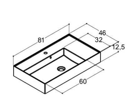 Dansani Luna Azym 81 asymmetrisk håndvask t/møbel - Venstre - 1 hanehul Dansani Luna Azym 81 asymmetrisk håndvask t/møbel - Venstre - 1 hanehul