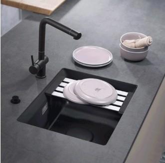 Lavabo Kara 50 U porcelænskøkkenvask - Mat sort m/messing afløb Lavabo Kara 50 U porcelænskøkkenvask - Mat sort m/messing afløb