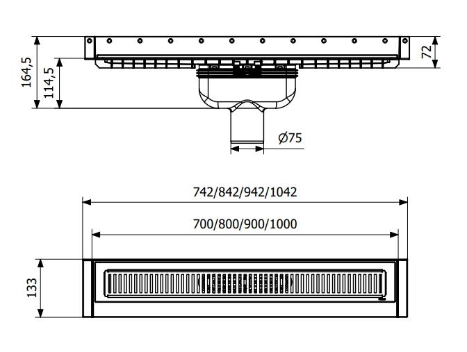 Purus Line sampak 800 mm Ø75 lodret med vandlås