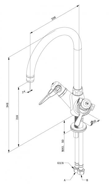Toni SP Køkkenvandhane med 200mm Ø-tud - Krom Toni SP Køkkenvandhane med 200mm Ø-tud - Krom
