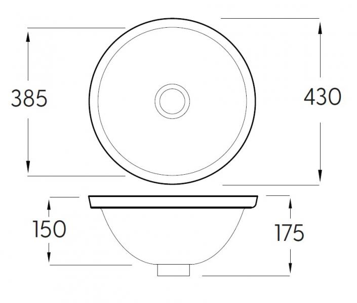 Lavabo Tea Rondo 45 håndvask t/underlimning - Uden hanehul
