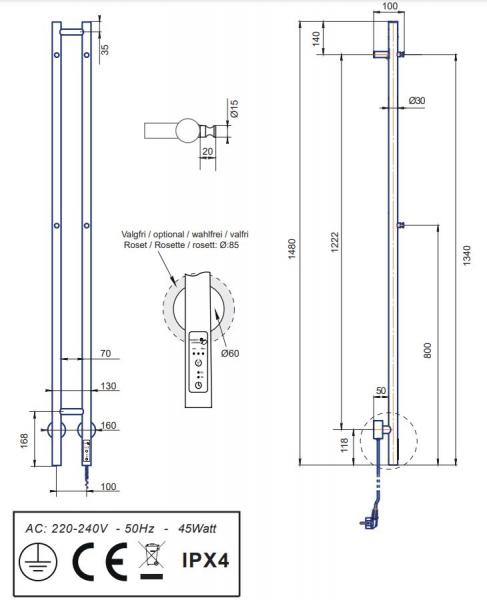 Kriss Twin elektrisk håndklædetørrer 13x148 cm - Mat sort Kriss Twin elektrisk håndklædetørrer 13x148 cm - Mat sort