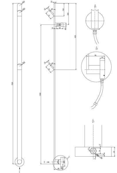 TVS Plus 1F håndklædetørrer - Børstet guld/messing