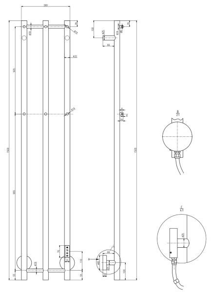 TVS Plus 3V håndklædetørrer - Gunmetal