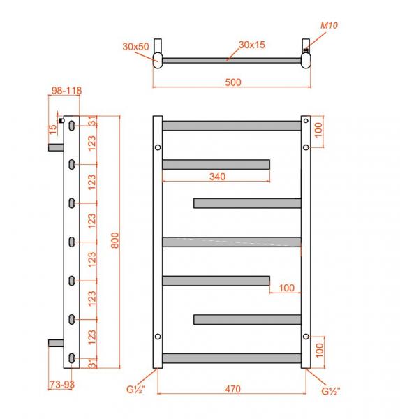 Kriss Sirius håndklædetørrer - 50x80 cm - Mat sort Kriss Sirius håndklædetørrer - 50x80 cm - Mat sort