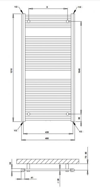 Strømberg Asola håndklædetørrer - 48x121 cm - Krom