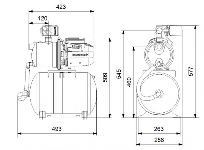 Grundfos JP 5-48 PT-H booster jetpumpe m/trykbeholder Grundfos JP 5-48 PT-H booster jetpumpe m/trykbeholder