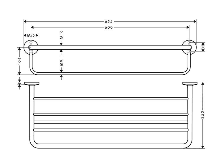 Axor Universal Circular håndklædehylde m/håndklædestang - Børstet rødguld