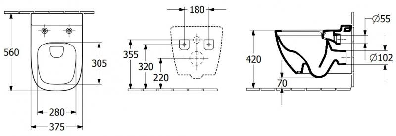 Villeroy & Boch Antheus Rimless væghængt toilet m/Ceramic+ - Hvid