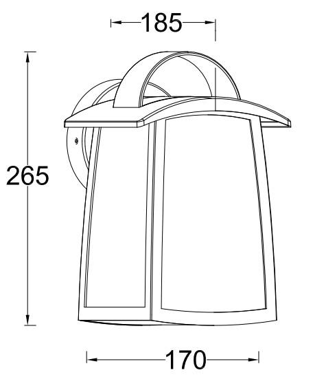 Lutec Tradition Kelsey udendørslampe til væg m/regnglas - Stor - Mat sort