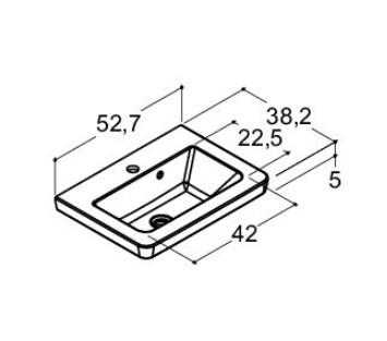 Dansani Mini Larghetto 52 håndvask t/møbel - 1 hanehul