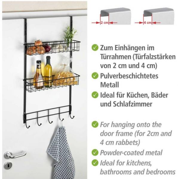 Wenko multifunktionel køkkenhylde t/dør eller låge - Sort Wenko multifunktionel køkkenhylde t/dør eller låge - Sort