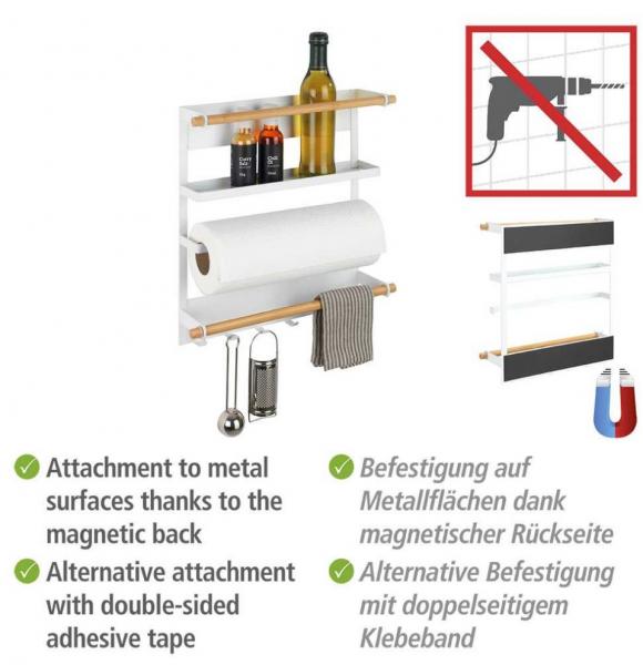 Wenko Magna multifunktionel køkkenhylde t/væg - Sort/bambus Wenko Magna multifunktionel køkkenhylde t/væg - Sort/bambus