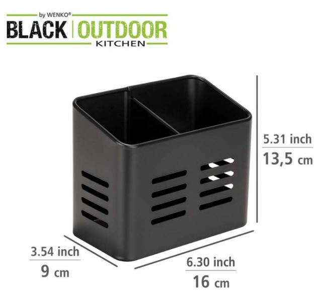 Wenko Baco bestikkurv m/2 rum - Sort metal Wenko Baco bestikkurv m/2 rum - Sort metal